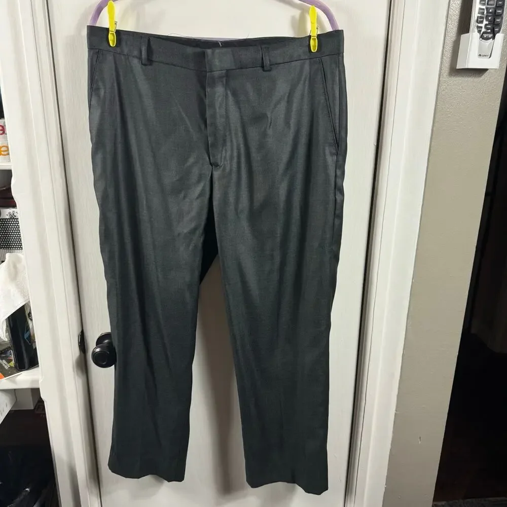 Alberto Danelli Dark Gray Flat Front Dress Pants Career Office 36x30